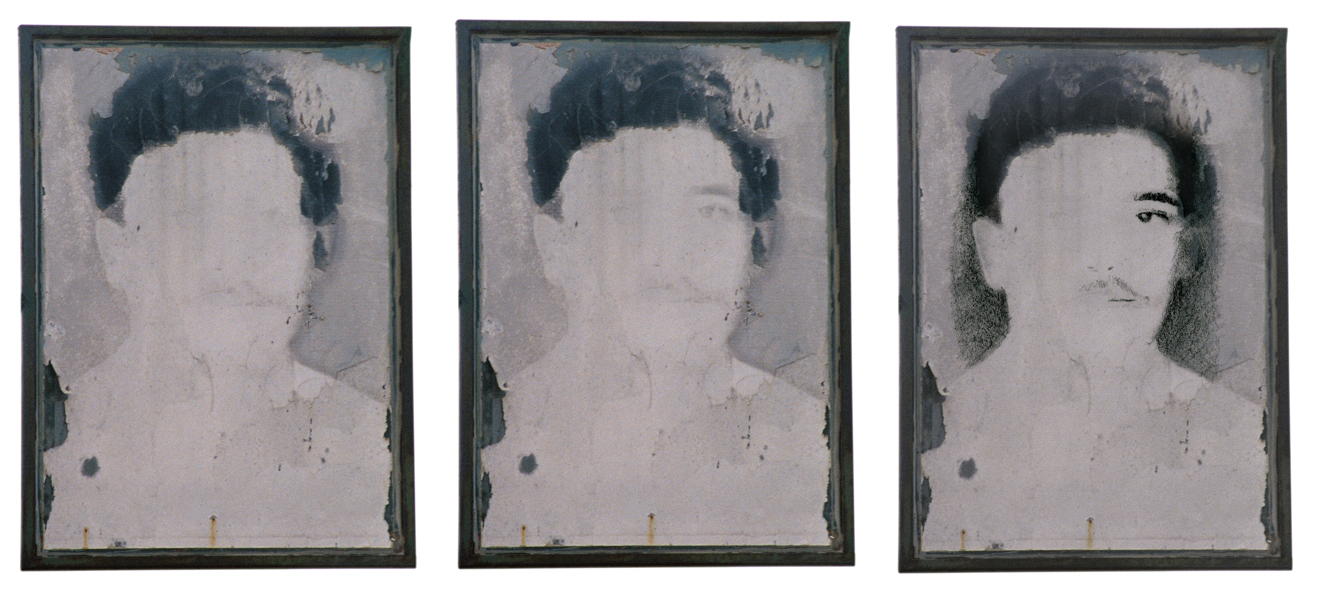 Three faded images of a man’s portrait