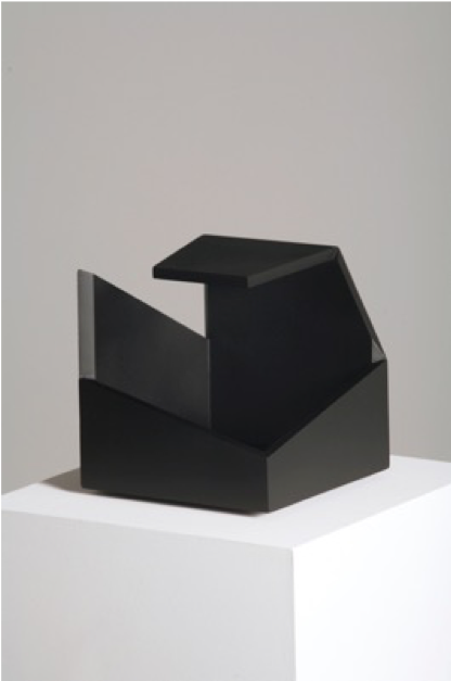 A black deconstructed cube.