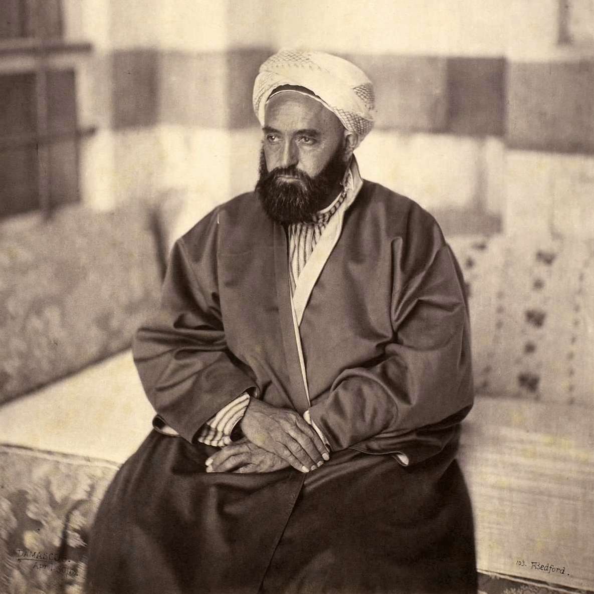 'Abd Al-Qādir Al-JazāʼIrī’ in Damascus (1862), public domain
